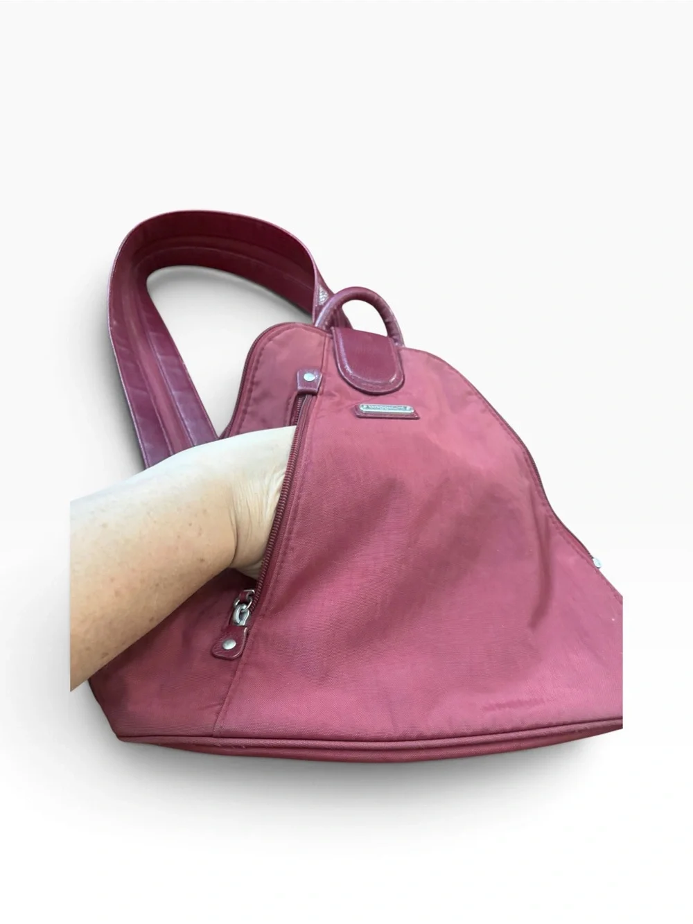Baggallini Burgundy Red Triangle Purse Shoulder Bag Convertible Backpack